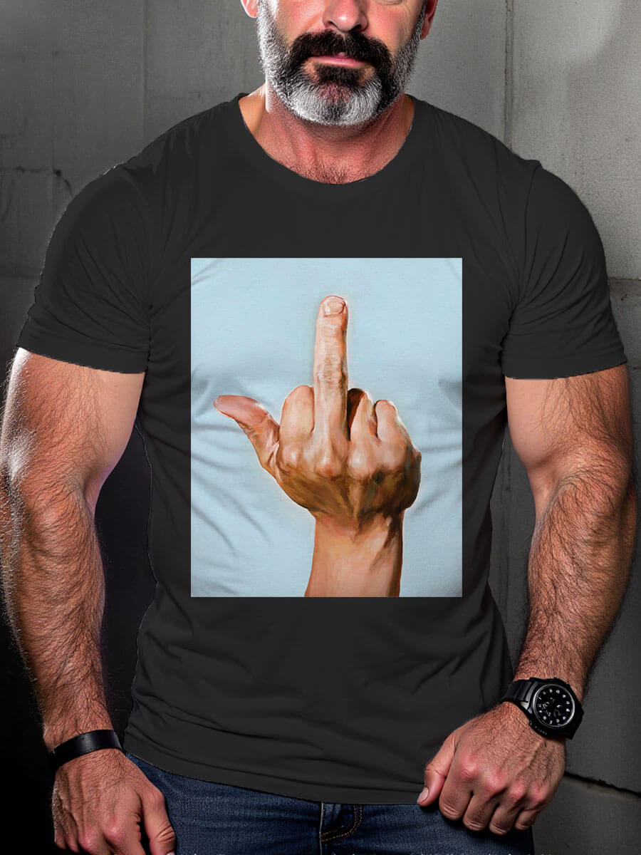 Men's Casual Middle Finger Hand Print Pride T-shirt