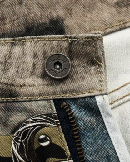 American High-Street Heavy-Duty Metal Chain Printed Pants
