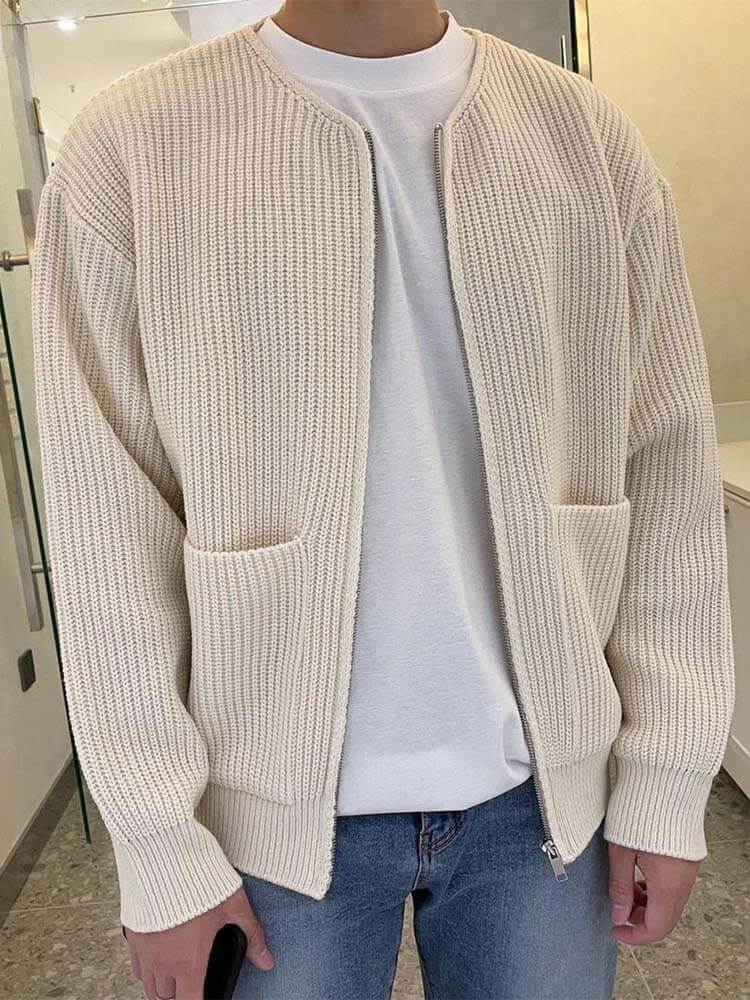 Men's Slim Solid Long Sleeve Sweater Cardigan