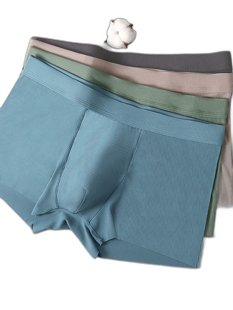 4 Pack Men's Ice Silk Seamless Trunks Underwear