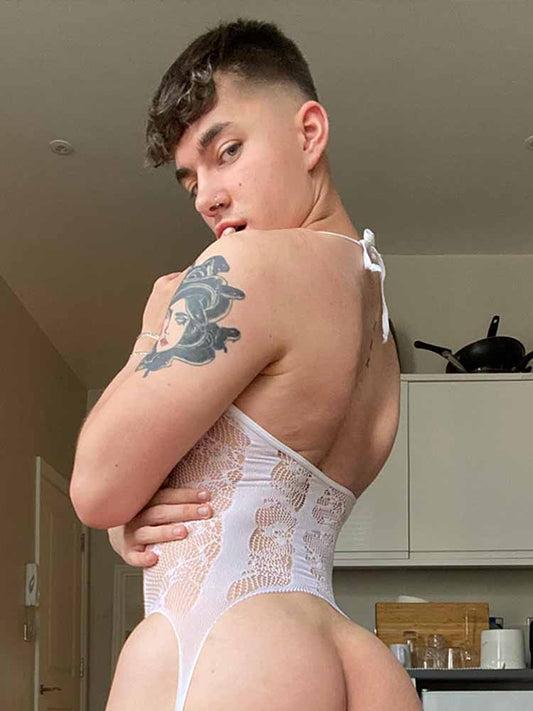 Men's Sheer Cutout One-piece Mesh Stockings