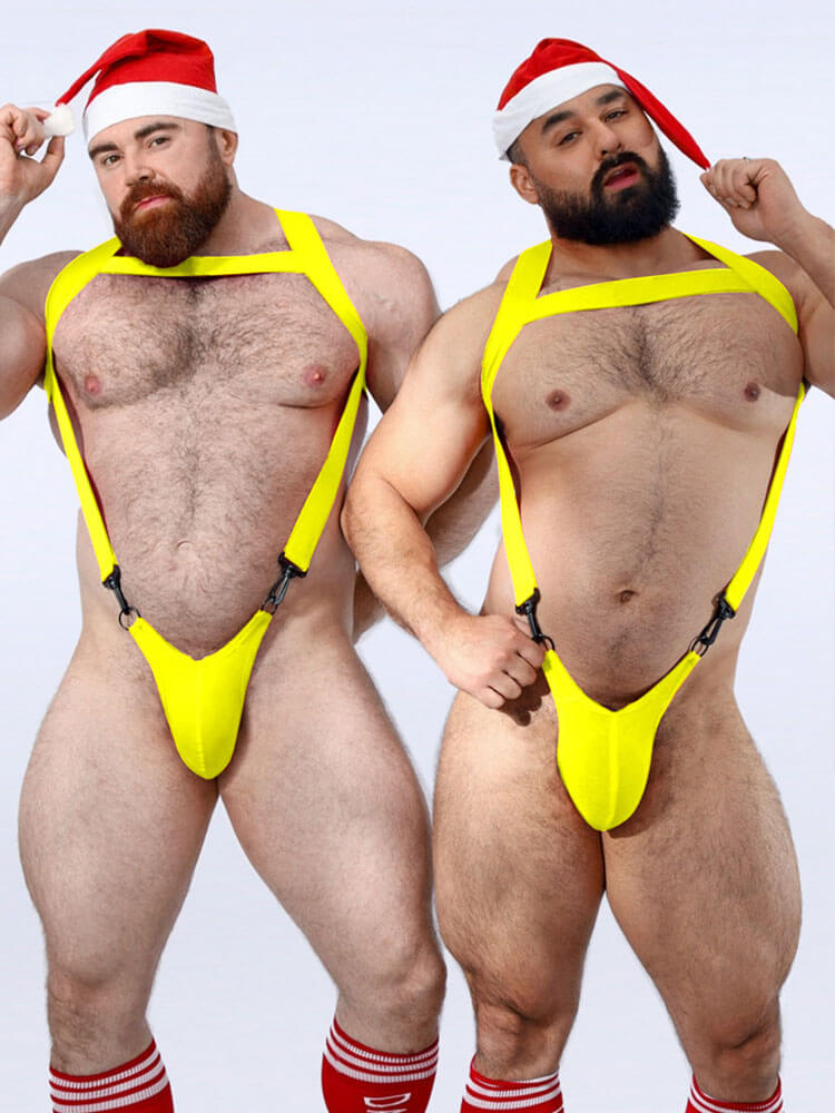 Men's Sexy Neon Bondage Harness Bodysuit Thong