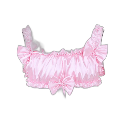 Androgynous Ruffled Satin Crop Top Lingerie