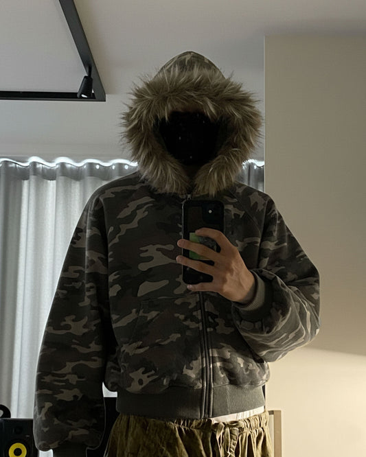 Camouflage  Fur Collar Cotton Jacket