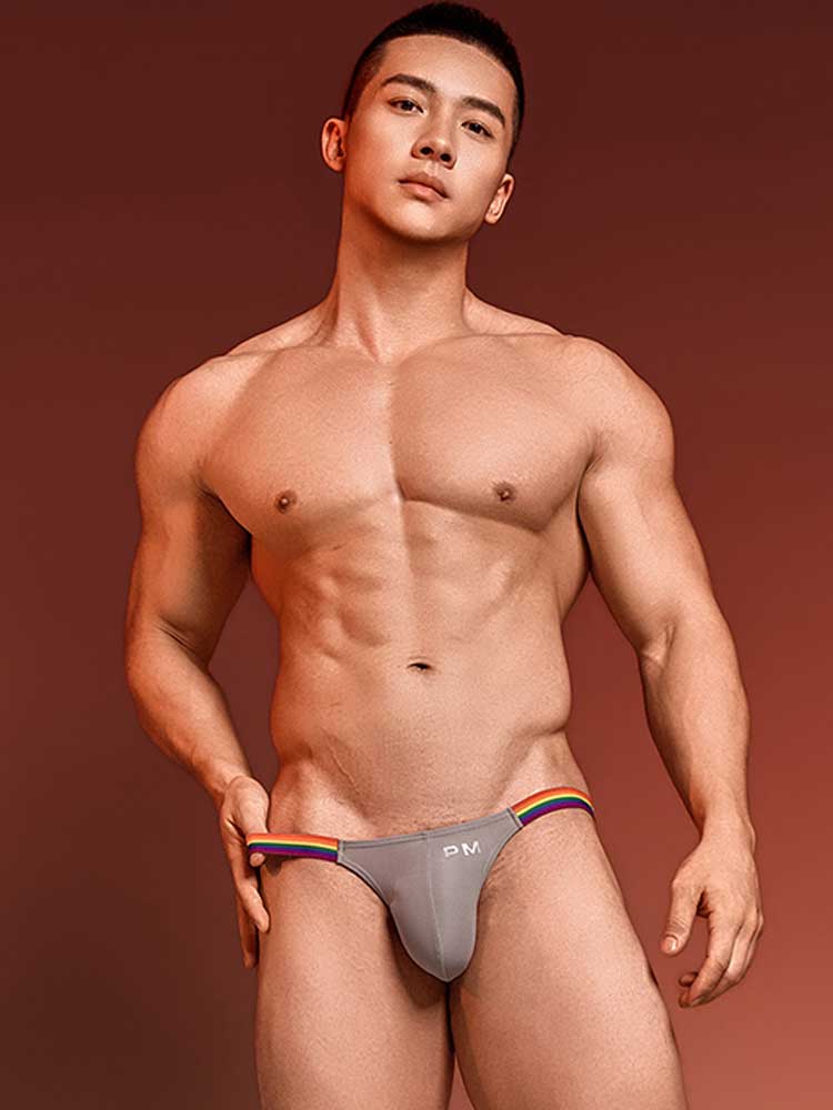 Men's Rainbow Waistband U-Pouch High-Cut Briefs