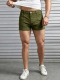 Men's Slim-Fit Solid-Color Casual Denim Shorts
