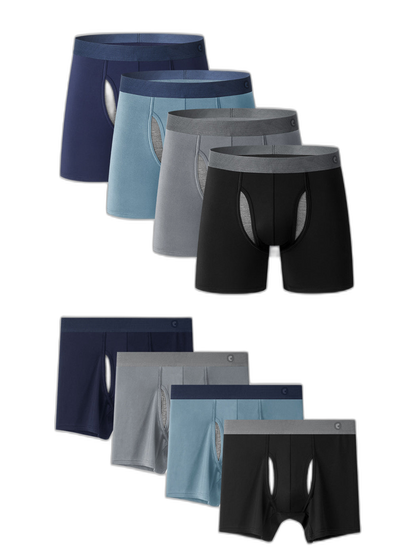 Breathable Sports Boxer Briefs with Open Fly