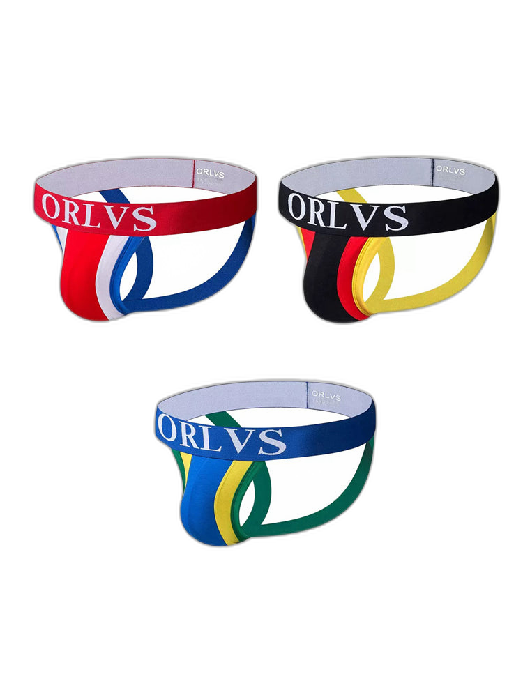 3 Pack Men's U-Pouch Striped Sexy Jockstraps