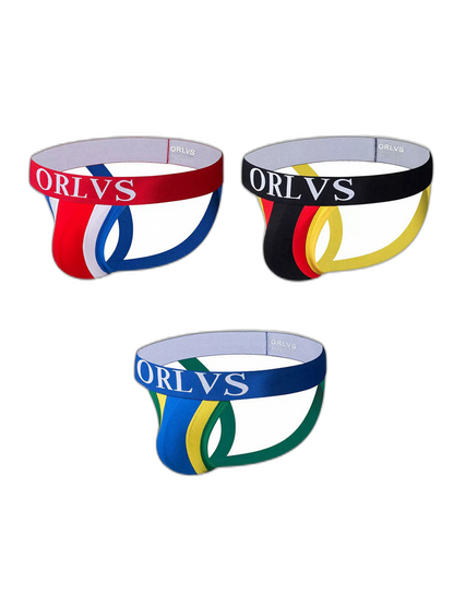 3 Pack Men's U-Pouch Striped Sexy Jockstraps