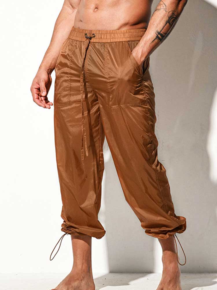 Men's Semi-Sheer Solid Color Beach Pants