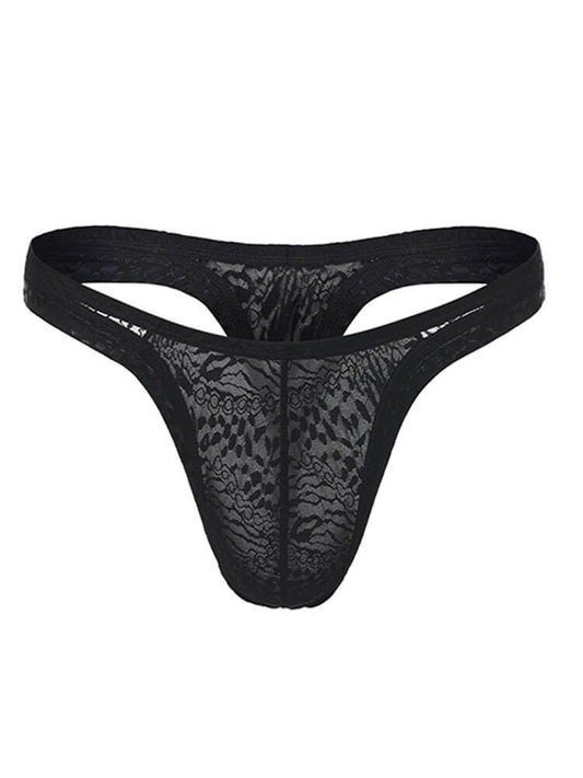  Men's Sexy Thin Leopard-Print Mesh Thong