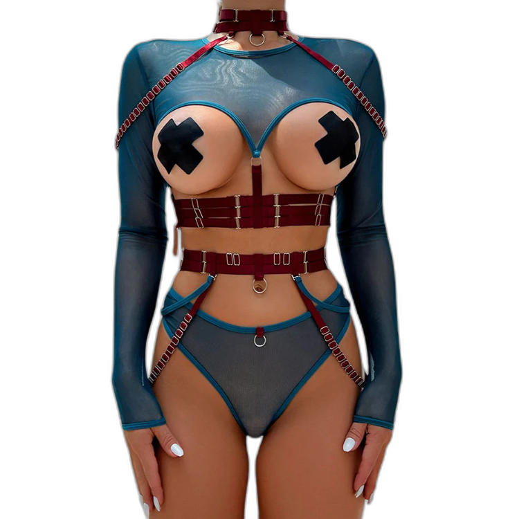 Unsubtle Temptress Bondage Bodysuit Set
