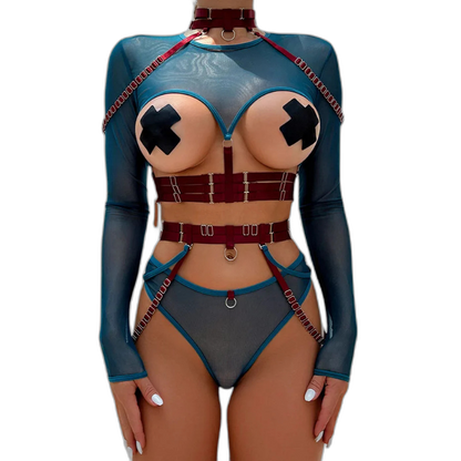 Unsubtle Temptress Bondage Bodysuit Set
