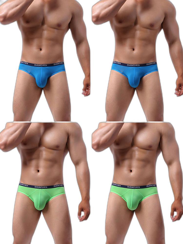 4 Pack Men's Ultra-Soft Ice Silk Briefs