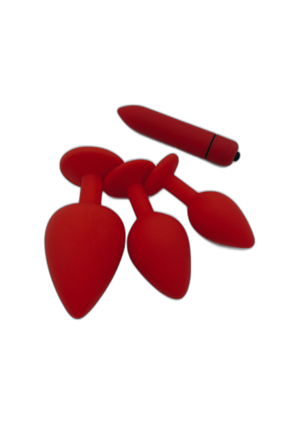 3 Piece Butt Plug Training Set with 10 Speed Mini Bullet Vibrator
