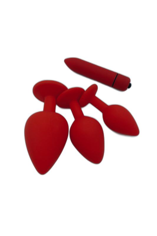 3 Piece Butt Plug Training Set with 10 Speed Mini Bullet Vibrator