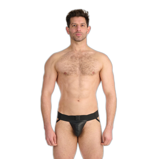 Prowler RED Leather Pouch Jock Strap Black