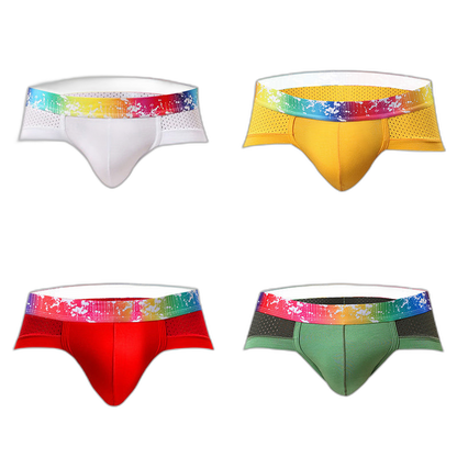 4 Pack Breathable Modal Colored Belt Briefs-rainbow pride underwear
