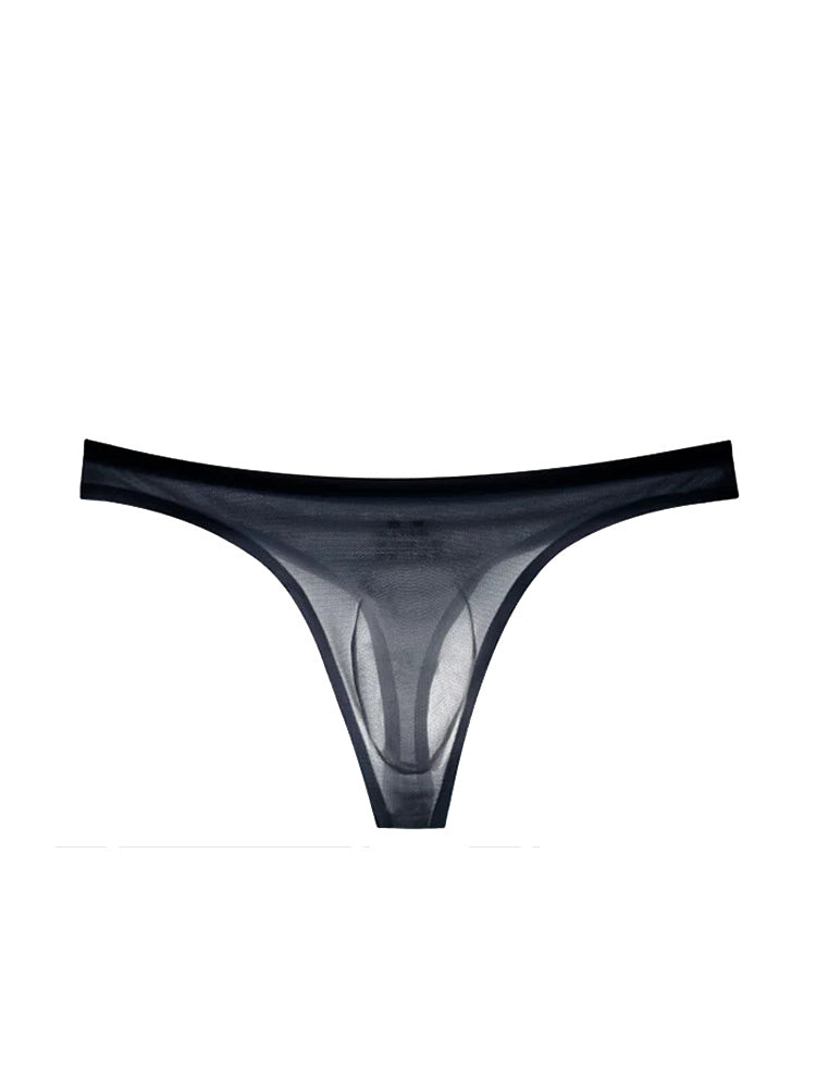 Men's Ice Silk Transparent Seamless Thong Briefs