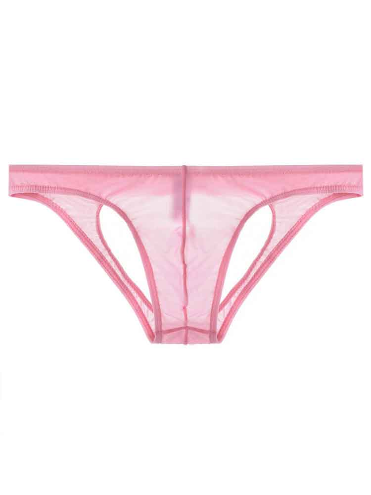 Men's Silk Transparent Low-waist Jockstrap Briefs 