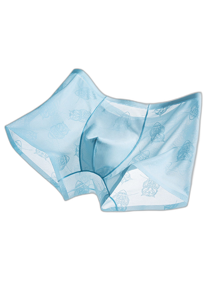 4 Pack Men's Ice Silk Antibacterial Mid-Rise Seamless Comfort Trunks