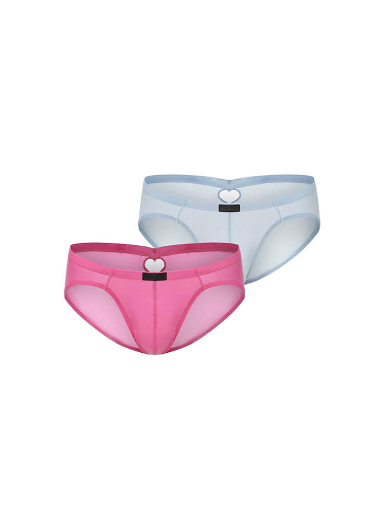 Men's Sexy Heart-Shaped Cutout Solid Color Briefs