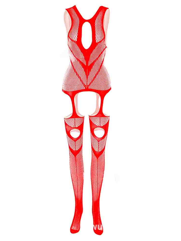 Fishnet See-Through Sleeveless Body Stockings