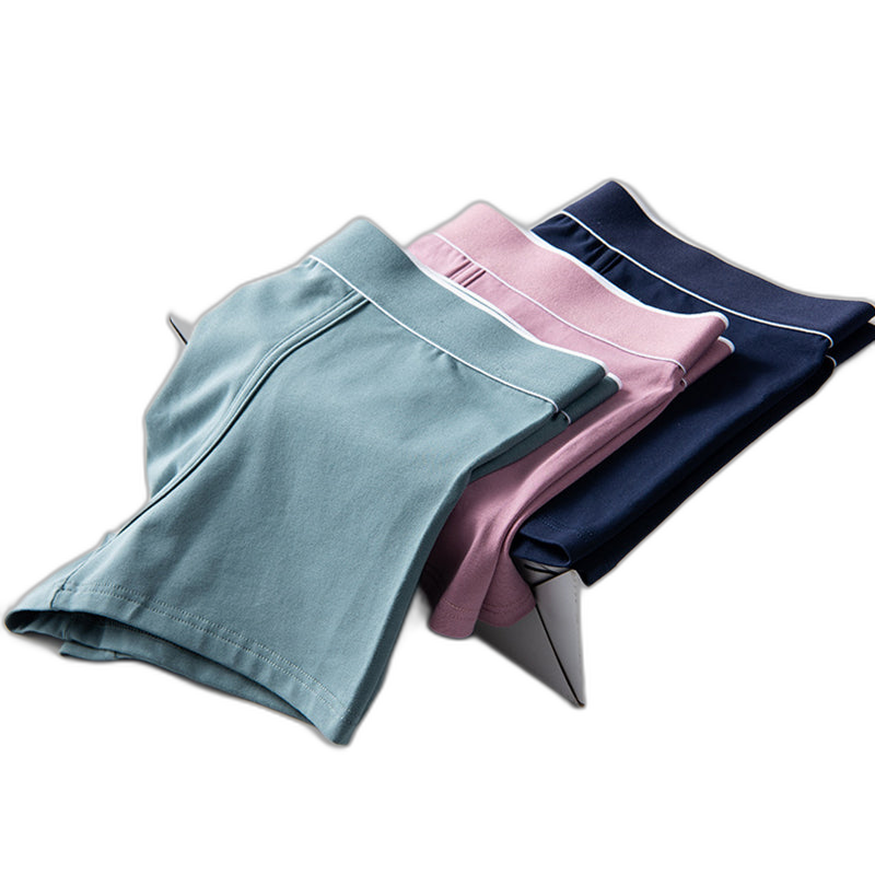 4Pcs Men's Cotton Solid Mid-rise Trunks