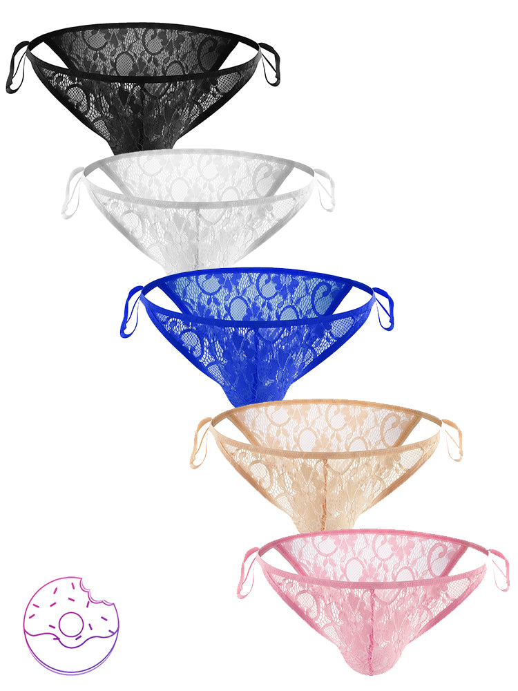 Men's Sexy Lace Strappy Side Split Sheer Briefs