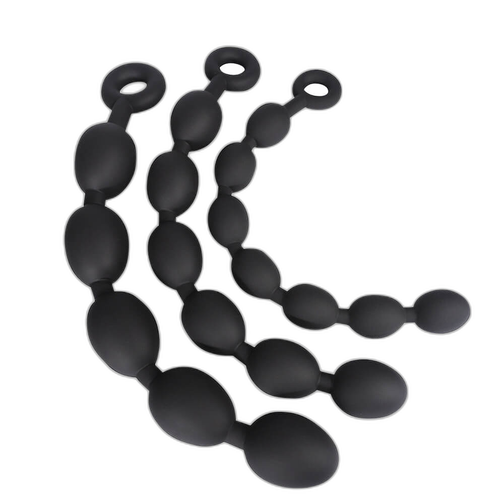 Drake - Silicone Anal Beads - 3 Sizes Anal Balls - Anal Chain with a Pull Ring
