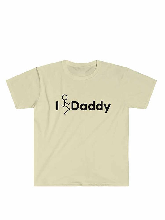 I Daddy Print Round Neck Slim Fit T-Shirt