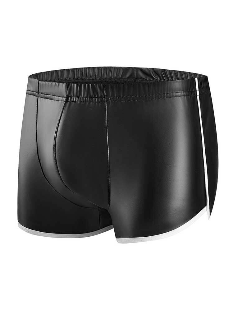Men's Matte Solid-Color PU Leather Boxer Briefs