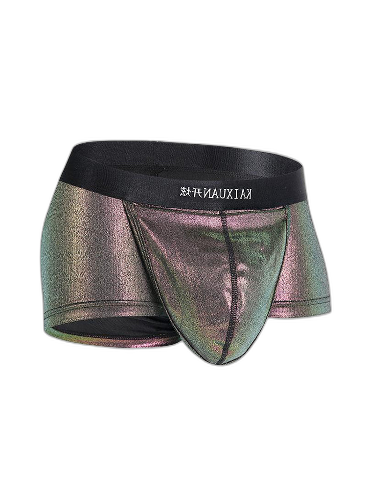 Men's Metallic Glossy Big Pouch Boxer with Fly