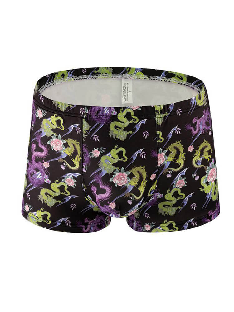 Men's Floral Print Breathable Milk Silk Boxer Briefs