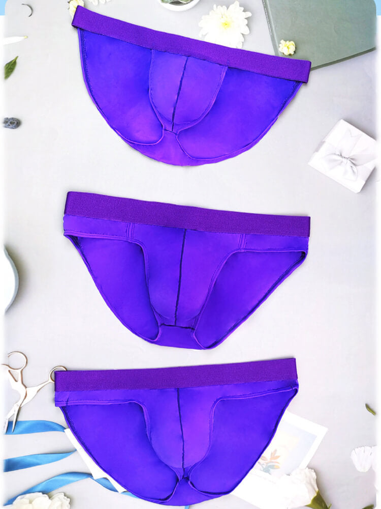 Men's Sexy Mid-Rise Purple High-Cut Athletic Briefs