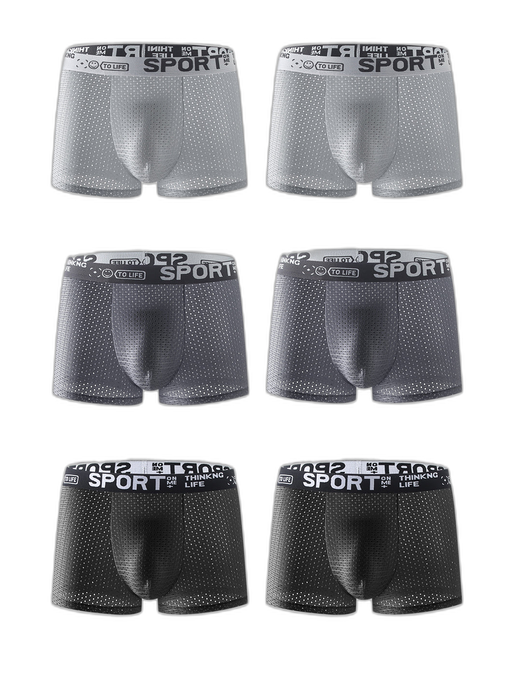 6 Pack Men’s Contour Pouch Mesh Trunks