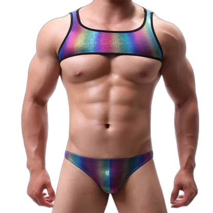Rainbow Harness-Crop Top + Underwear