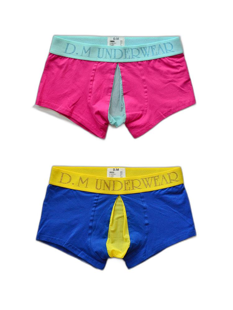 2 Pack Men's Mesh Transparent Open-Cut Cotton Mesh Trunks
