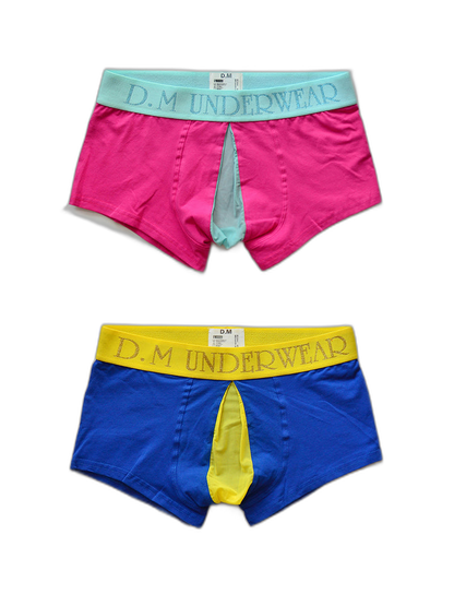 2 Pack Men's Mesh Transparent Open-Cut Cotton Mesh Trunks