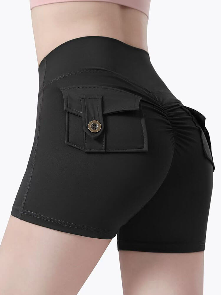 Solid Color High Waist Fitness Slim Yoga Shorts