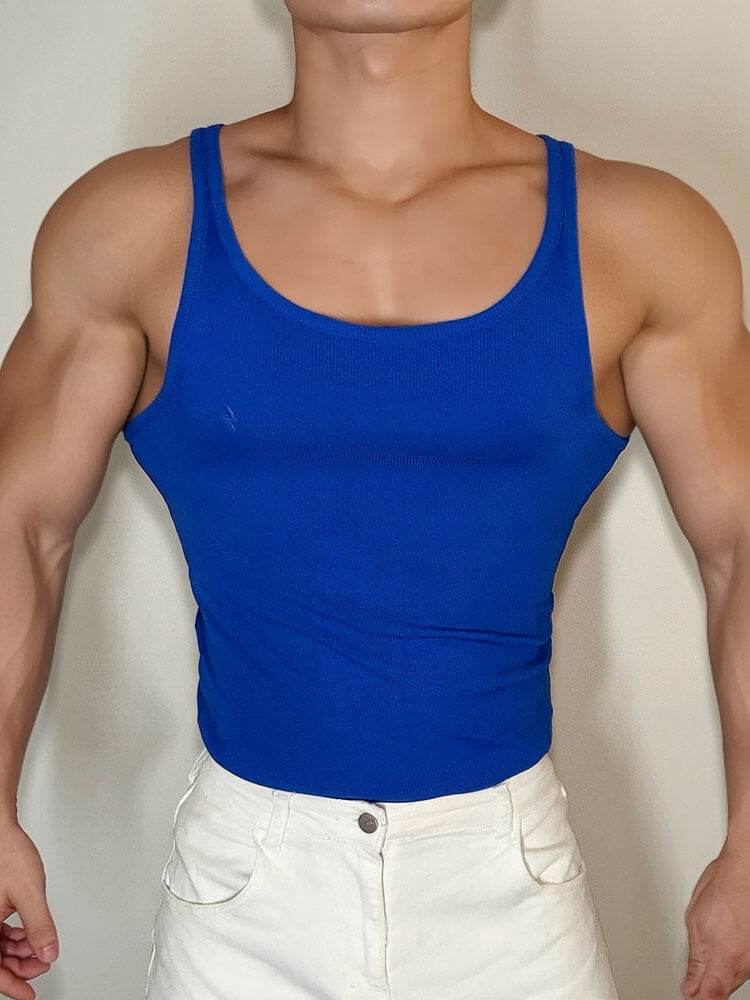 Men's Thin Straps Solid-Color Slim-Fit Sports Vest