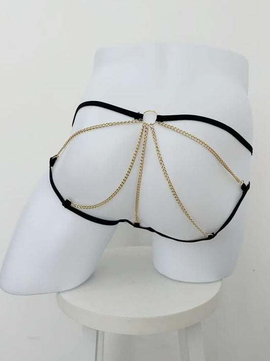 Men's Sexy Mesh Gold-Chain Cutout Jockstrap