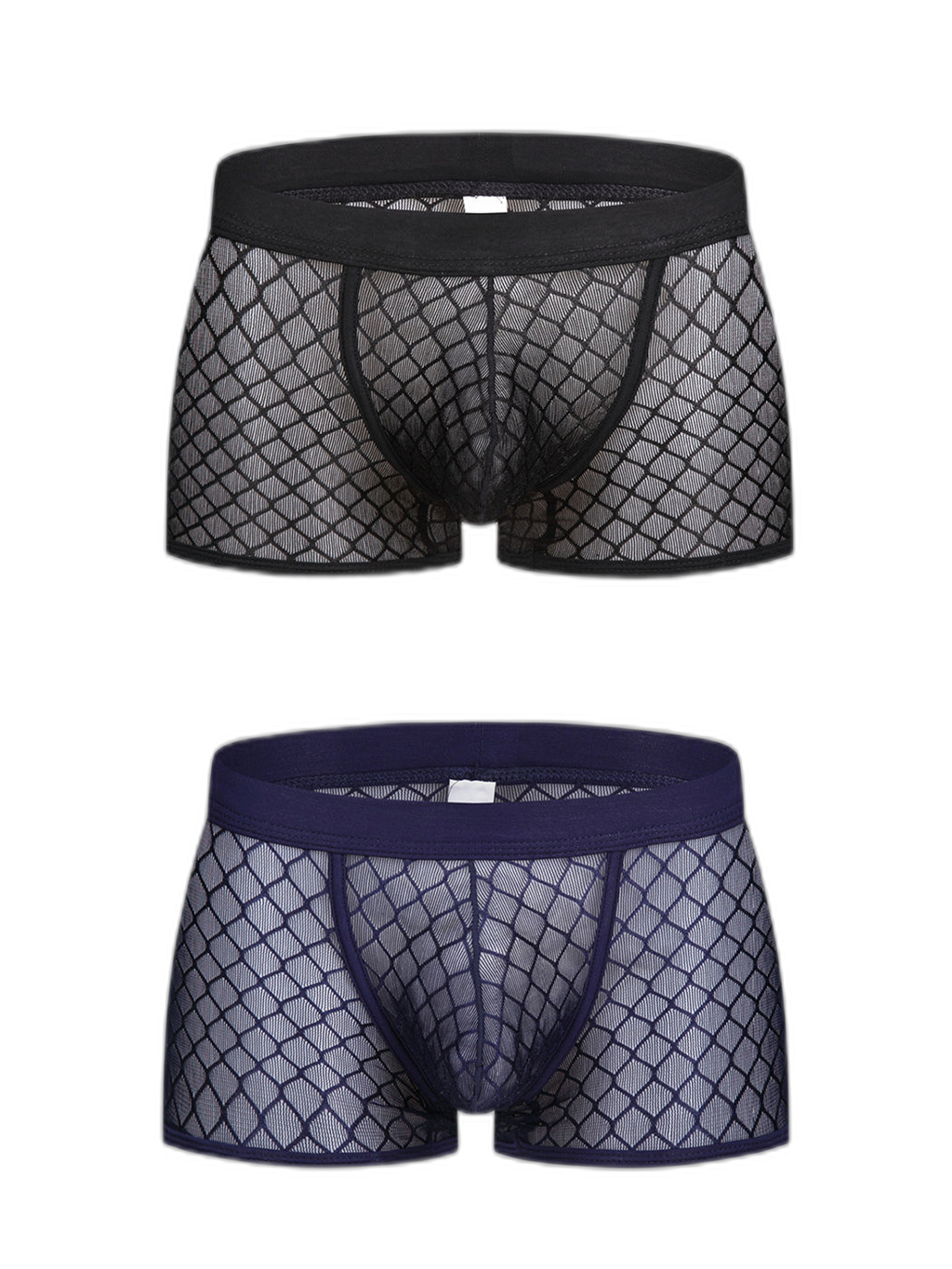 2 Pack Men's Sexy Transparent Mesh Trunks