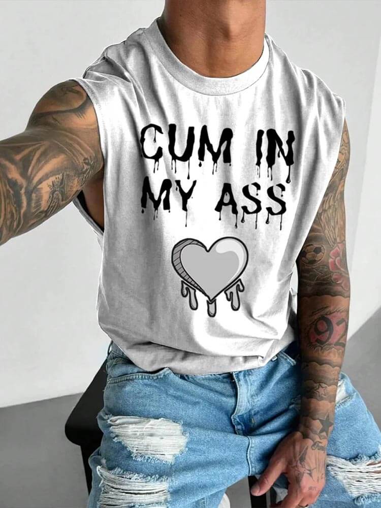 Men's LGBTQ Cum In My Ass Print Wide Shoulder Vest