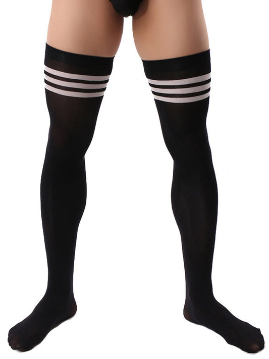 Men's Striped Stockings - Black