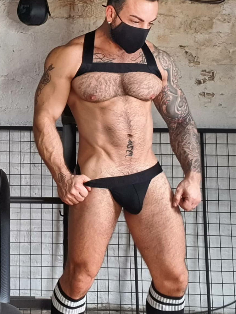 Men's Double Thong Briefs Harness Set