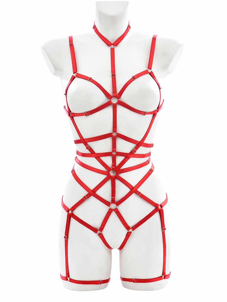 Solid Color Hollow One-Piece Strap Underwear Set