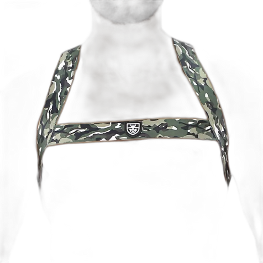 TOF Paris Fetish Elastic Chest Harness Khaki Camouflage