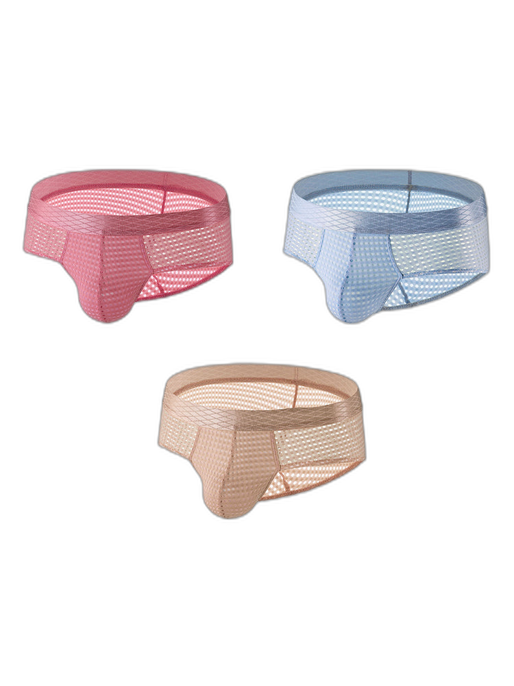 3 Pack Men's Quick-Dry Mesh Low-Rise Briefs