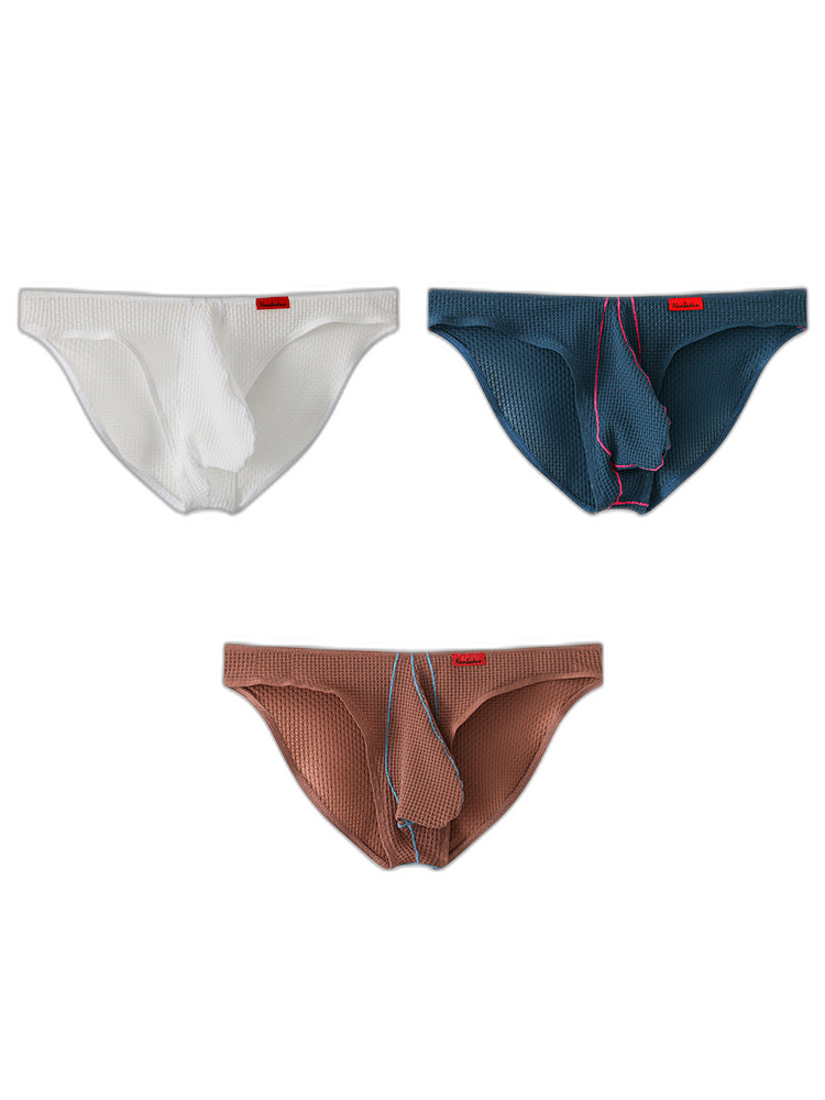 3 Pack Men's Ice Silk High-Elastic Breathable Briefs for Sports